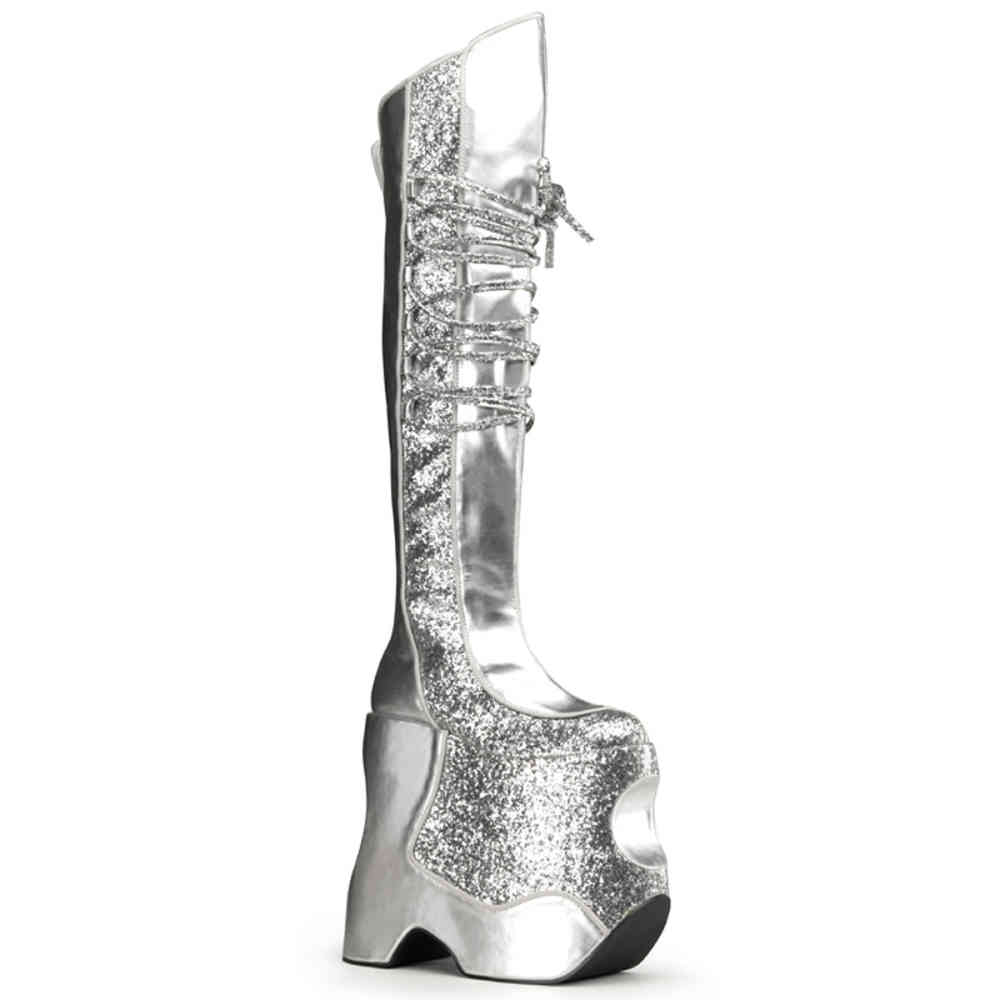 silver pleaser boots
