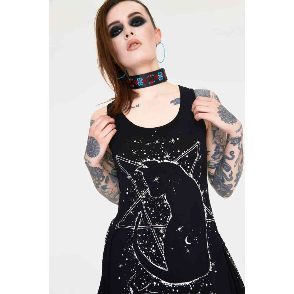 Jawbreaker Jawbreaker - Cosmic cat with back mesh Sleeveless top - Blac