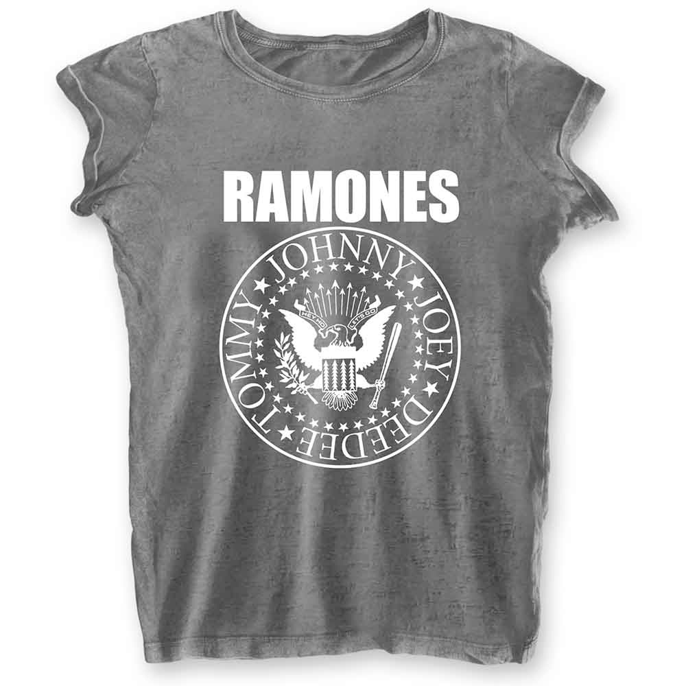 Ondeugd zaad Modieus Ramones Ladies Tshirt Presidential Seal Grey | Attitude Europe